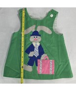Large Chocolate Soup Green Sleeveless Dress with Gray Rabbit Baby Toddle... - $24.99