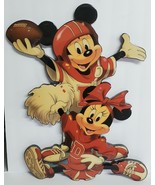 Rare Gallery 92 Disney Mickey Minnie Football Laminated Wood Wall Art Nice - €116,30 EUR