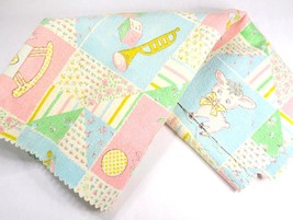 Nursery Rhyme 17x25&quot; Fabric Swatch Vintage 1940s Pastel Nursery Fabric Remnant - £11.93 GBP