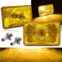 4X6 Semi Sealed Stock Yellow Glass H4 Headlight Halogen Light Bulb 55/60W Pair - £39.92 GBP