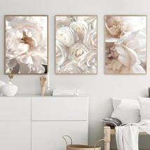 White Rose Canvas Wall Art Peony Flower Painting Modern Flower Picture Large Whi - £42.82 GBP