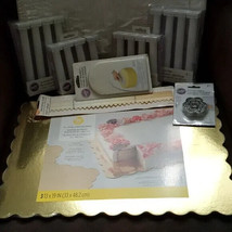 Wilton 13&quot; Gold Cake Boards Grecian Pillars Fondant Smoother &amp; Cutters Bundle - £31.99 GBP