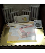 Wilton 13&quot; Gold Cake Boards Grecian Pillars Fondant Smoother &amp; Cutters B... - $40.03