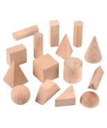 15 Pcs 3D Shapes Geometric Solids Wooden Shapes Large Size Burlywood Col... - $23.99