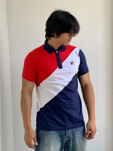 Men’s Fila Red White Navy Short Sleeve Button Down Polo Shirt - $59.00