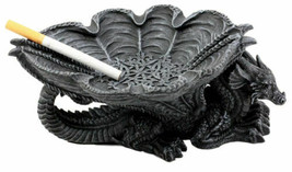 Medieval Fantasy Crouching Dragon Ashtray Jewelry Dish With Celtic Knotwork - £22.80 GBP