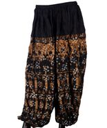 BLACK BATIK COTTON PRINT ATS REN FAIRE GYPSY PANTALOONS  - $1,447.45 MXN