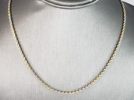 Womens Vintage Estate 14K Tri Colored Gold Rope Chain Necklace 8.4g E6406 - £652.91 GBP