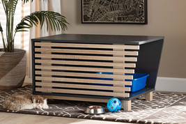 Reagan Two-Tone Dark Gray and Oak Cat Litter Box Cover House - $2,802.29 MXN