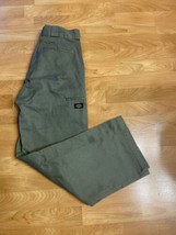 Genuine Dickies Mens 32x32 Green Double Knee Loose Fit Workwear Pants - £11.94 GBP