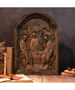 Byzantine Orthodox Holy Trinity Art Wall Hanging Wooden Carving - $82.00 CAD+