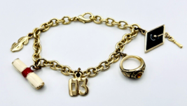 Enamel Gold Tone &#39;03 Graduation Charm Bracelet 7.5 in - £17.25 GBP