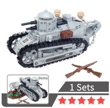 Military Light Tank Building Block WW2 Figures War Assault Turret Weapons - £20.28 GBP