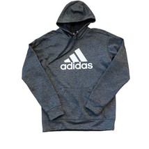 adidas Men&#39;s Fleece Hoodie Sweatshirt Size Small Gray White Logo Pullover - £26.89 GBP