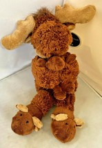 2013 Animal Adventures Moose & Baby Moosey Slippers Plush 14" w/ Tags SOFT CUTE - $24.70