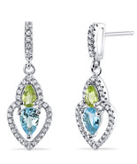 Sterling Silver Swiss Blue Topaz &amp; Peridot Earrings - €72,92 EUR