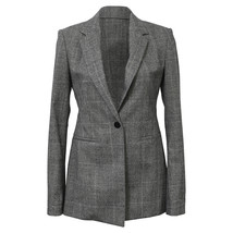 Theory Single-Breasted Plaid Slim-Fit Blazer In Wool Women Grey Xxs - $194.75