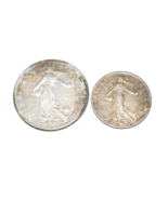 France 1918 Silver 1 Franc  &amp; 1917 Silver 50 Centimes Coins - €12,63 EUR