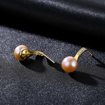 Pearl Stud Earrings For Women S925 Silver Freshwater Steamed Bun Beads Electropl - £18.67 GBP
