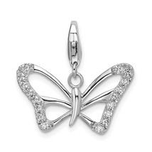 Amore La Vita Silver  Polished CZ Polished Butterfly Charm with Fancy Lobster Cl - £31.23 GBP