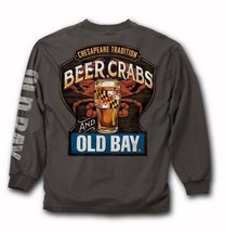 Beer Crabs &amp; Old Bay Chesapeake Tradition Long Sleeve T-Shirt NEW Fast F... - $19.95