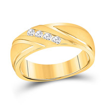 10k Yellow Gold Mens Round Diamond Wedding Anniversary Band Ring 1/4 Ctw - £902.88 GBP