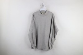 Vintage 90s Eddie Bauer Mens Medium Blank Distressed Mock Neck T-Shirt Gray - $34.60