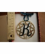 NEW Trifari Christmas Ornament Name Letter K Initial Green Enamel Crysta... - €12,79 EUR