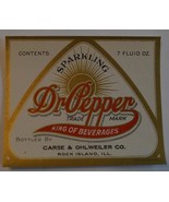 Dr Pepper Bottled by CARSE &amp; OHLWEILER CO Rock Island ILL Label . inv,10 - £4.72 GBP