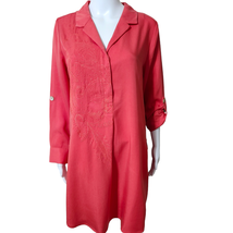 Soft Surroundings MP Weekender Dress Coral/Red Embroidered Pockets Roll ... - $41.80