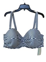 NWT Coastal Blue Swimwear Underwire Bikini Top, 3X Padded, Stripped Ruched - $14.82