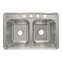 Top Mount Stainless Steel Double Basin Kitchen Sink 33" x 22" x 8" Deep - $44.55