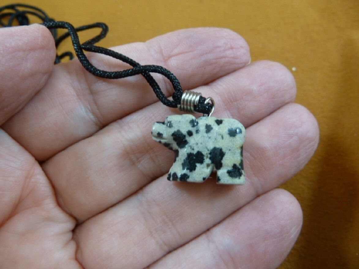(an-bear-22) BEAR bears spotted Jasper simple carving PENDANT necklace g... - $7.70