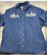 Vtg Van Heusen Women Denim Buttondown L Shirt - $14.99