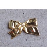 Vtg Vintage Gold Tone Shiny Metal Ribbon Bow Pin Brooch Womens Costume J... - £11.66 GBP