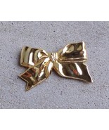 Vtg Vintage Gold Tone Shiny Metal Ribbon Bow Pin Brooch Womens Costume J... - £11.09 GBP