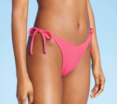 Women&#39;s Textured High Leg Scoop Bikini Bottom HOT Neon PINK Xhilaration ... - $9.49