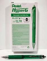 New Pentel Hyper G Retractable Gel Roller Pen Green Ink .7mm 12-PACK Box KL257-D - £10.48 GBP