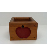 Primitive country style handmade wood box with apple design  desk kitche... - $27.08 CAD