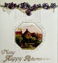 Happy Returns Birthday Greeting Postcard 1913 Farmhouse Germany Embossed... - $14.99