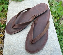 Men&#39;s Handmade Greek Leather Cushioned Flip Flop Sandals - £36.77 GBP