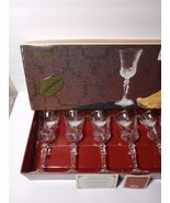 NOS Vintage Royal Crystal Rock Aurea  Golden Line Set Of 6 Goblets Wine ... - $98.01