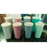 8 VTG Tupperware tumbler cups - 4 115 (12oz) &amp; 4 116 (8oz) blue gray gre... - $623.07 MXN