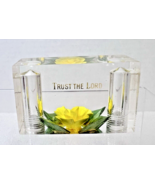 Vintage Yellow Incased Rose Trust The Lord Lucite Salt Pepper - $14.36