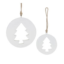 White Wood Pine Tree Cut-Out Ornament (Set of 12) - $1,196.22 MXN