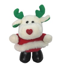 Soft Dreams White Christmas Moose Plush Red Green Stuffed Animal 8&quot; - £17.40 GBP