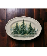 MAXCERA GREEN Pine TREES SERVING TRAY PLATTER 17.5&quot; x 11&quot; Forest Water c... - £37.94 GBP