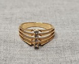 Vintage Gold Tone Crystal-Replica Quad Stone Design Ring, Size 9.5 - £7.50 GBP