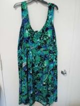 Jessica London Green &amp; Blue Sleeveless Knee-length Dress Size 28W Ret. $129 - $55.00
