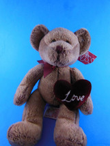 Russ Plush 9&quot; Brown Bear Chantelle W Velvet Love Heart &amp; Tag - £4.09 GBP